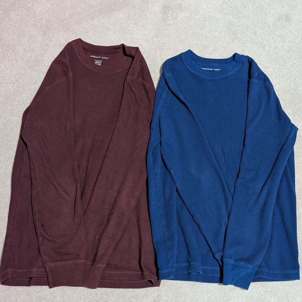American Eagle Outfitters Red and Blue Long Sleeve Tees